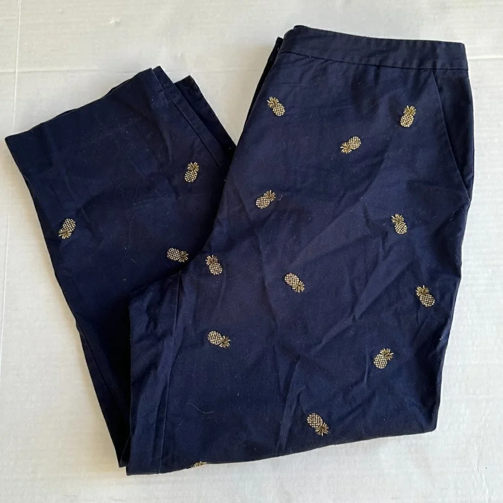 EP Pro Golf Pants, Navy with Gold Pineapples, 10
